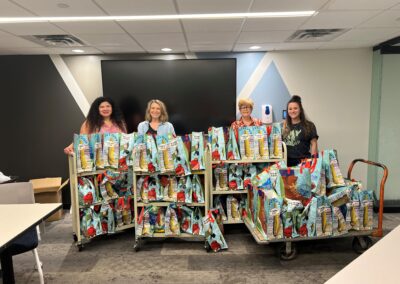 Employees donated cleaning kits for residents of Project for Pride in Living