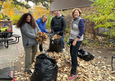 Doing yardwork at a local charity