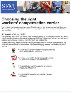 Choosing the right workers' compensation carrier marketing piece
