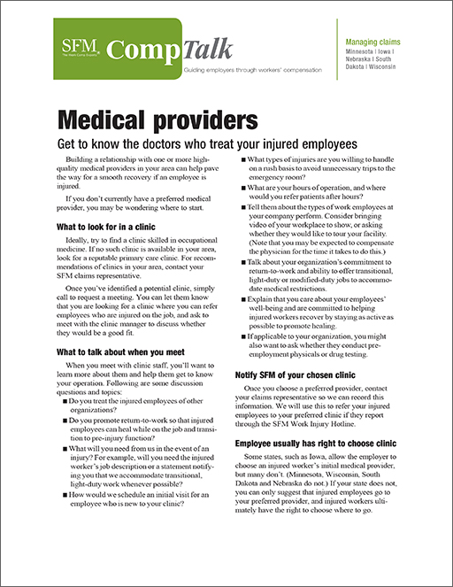 Medical providers CompTalk