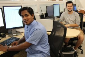 Apple Valley High School eSTEM participants and SFM interns Interns Azraf Daiyan and Noah Becker