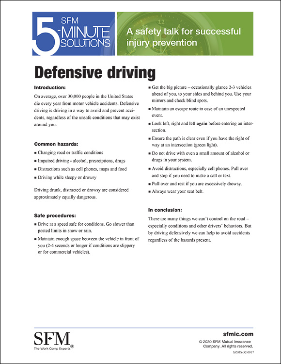 Defensive driving 5-Minute Solution