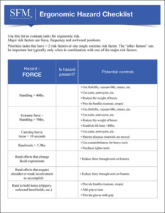 Ergonomic hazard checklist image