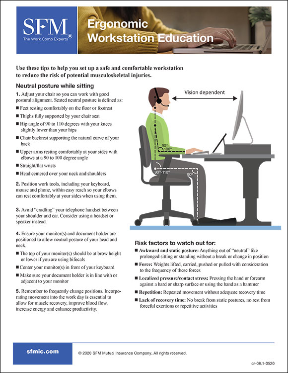 Ergonomic workstation education handout