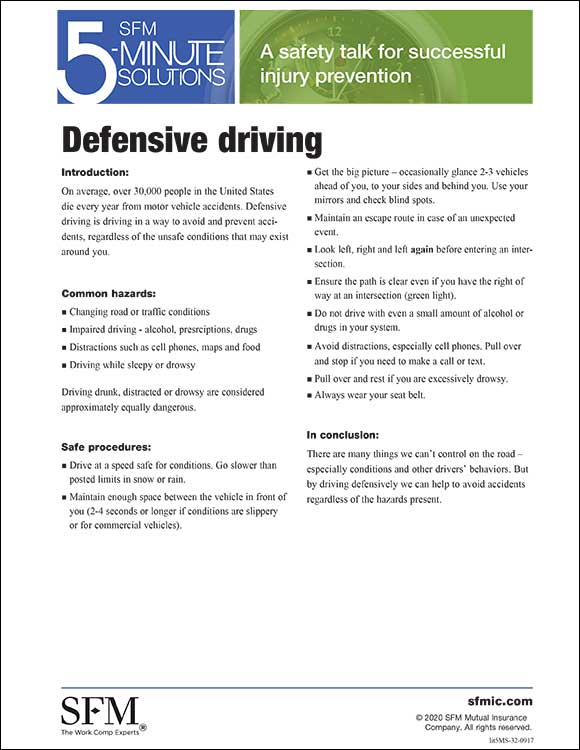 Defensive driving 5-minute solution