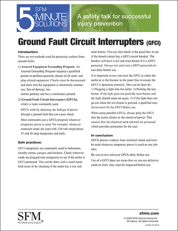 Ground Fault Circuit Interrupters (GFCI) 5-Minute Solution