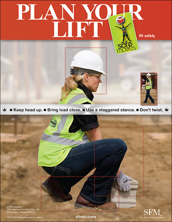 Lift safely in construction poster