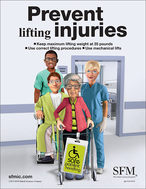 Prevent patient lifting injuries poster