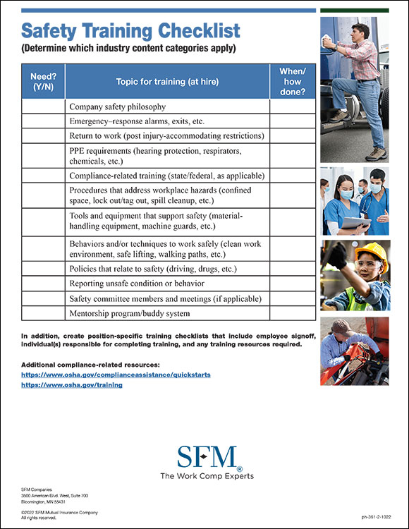 Safety training checklist
