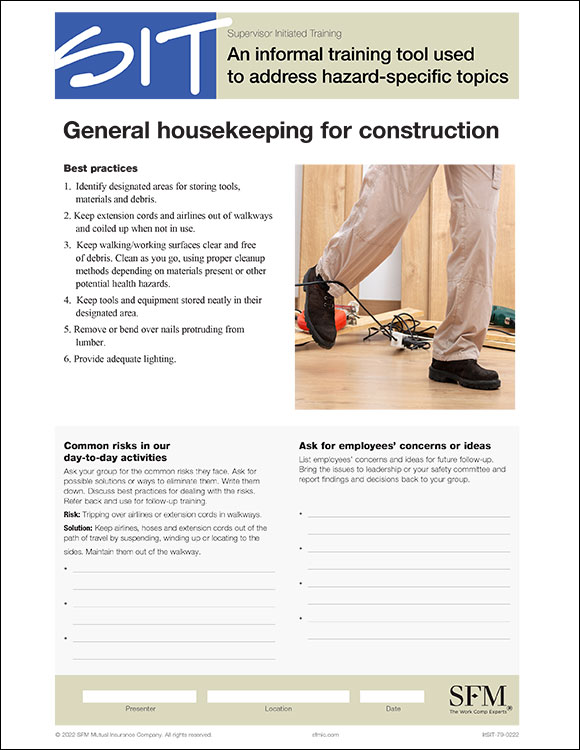 General housekeeping for construction