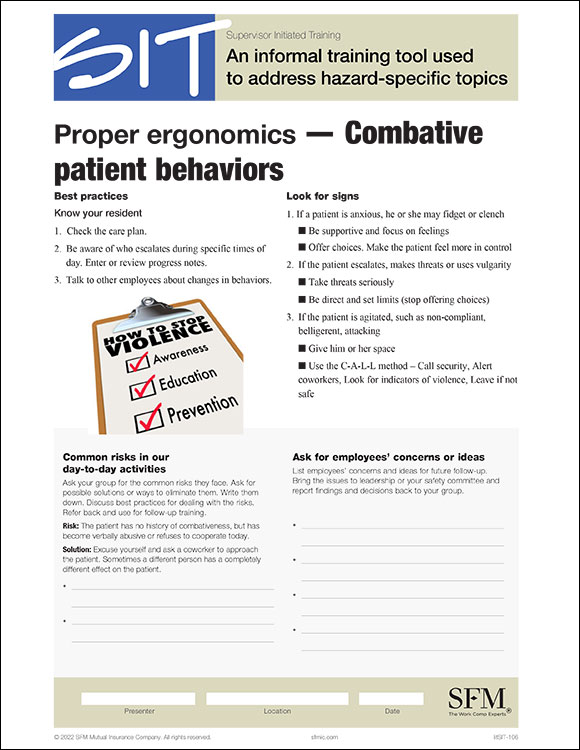 Combative patient behaviors SIT