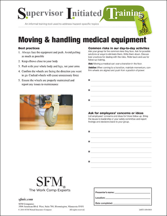 Moving and handling medical equipment SIT