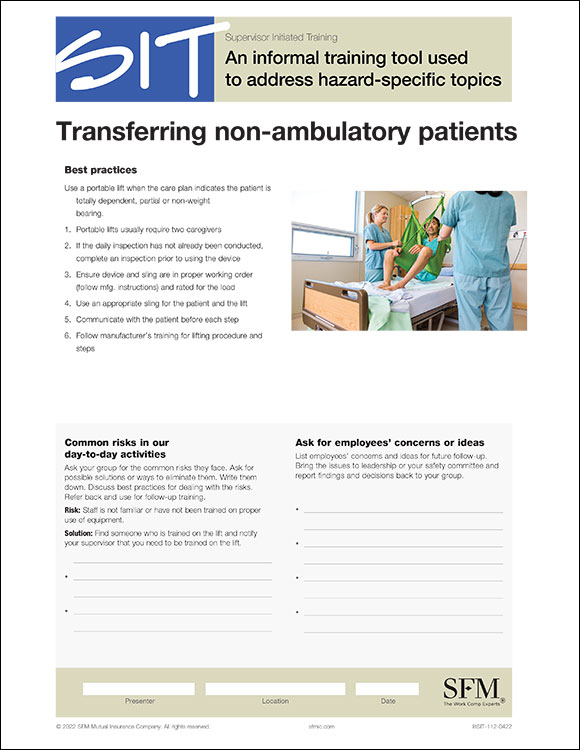 Transferring non-ambulatory patients SIT