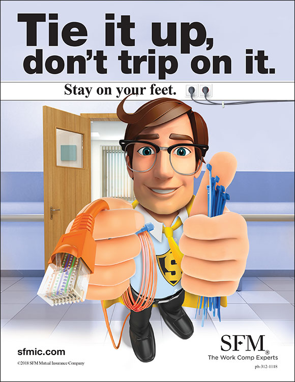 Slips, trips and falls poster - Cords