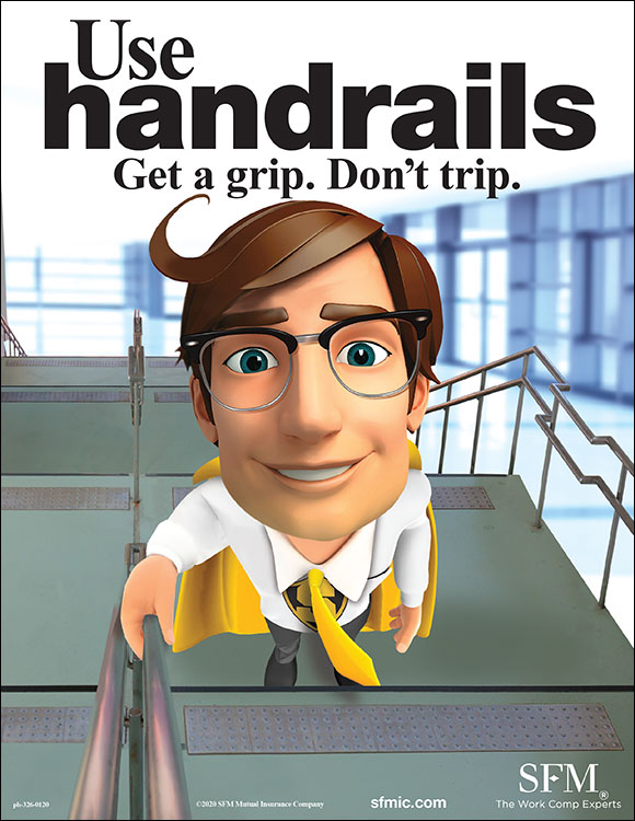Slips, trips and falls - stairway handrail poster