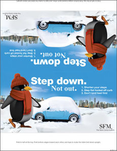 Step down, not off of curbs table tent