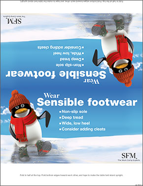 Wear sensible footwear table tent