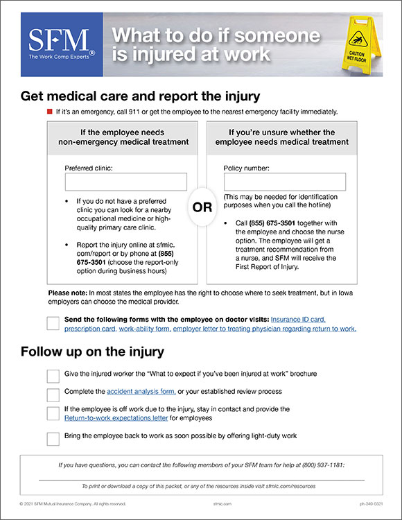 Work injury claim packet